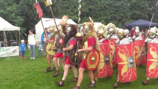 Roman Reenactment at the Amphitheatre in Caerleon Marching In [upl. by Suiravad33]