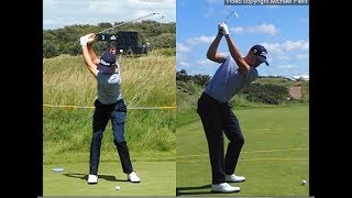 Justin Thomas golf swing  Long Iron faceon amp downtheline July 2017 [upl. by Euginomod756]