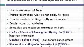 Misrepresentation Lecture 1 of 4 [upl. by Cicero]